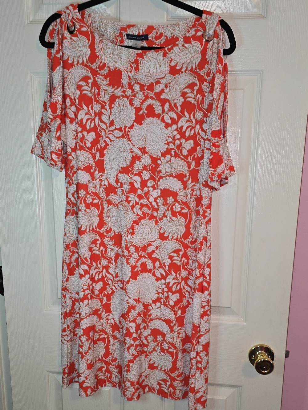 Tommy Hilfiger‎ Coral and White Floral Midi Shift Dress